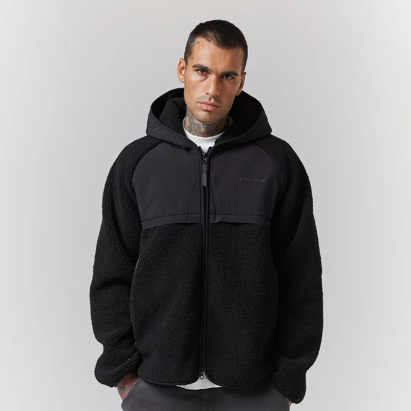 Borg Full Zip Hoodie | Black