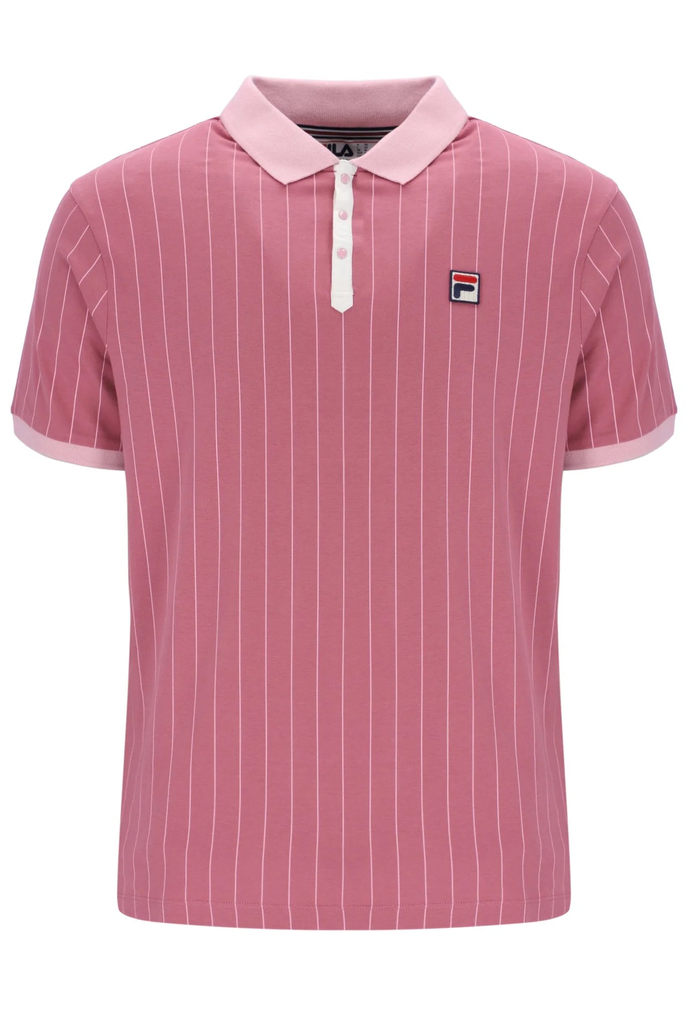 Fila Vintage Men's BB1 Classic Vintage Stripped Polo Shirt Heather Rose