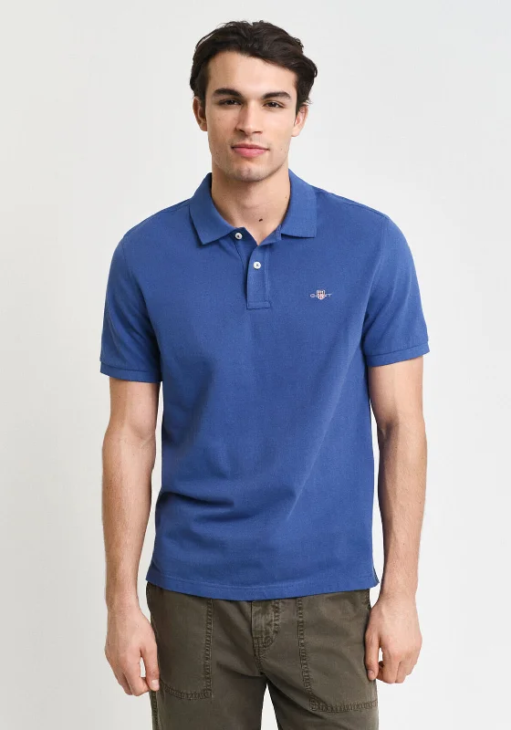 Gant Shield Pique Polo Shirt, Vintage Blue