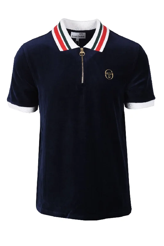 Sergio Tacchini Men's SS Mahony Velour Polo Shirt Maritime Blue