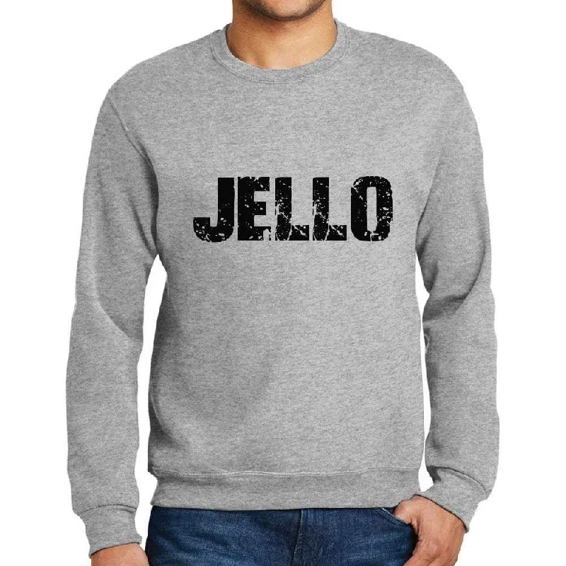 Men's Printed Graphic Sweatshirt Popular Words JELLO Grey Marl