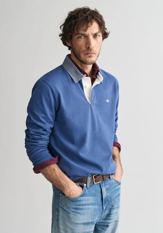 Gant Chambray Heavy Rugger Polo Shirt, Vintage Blue