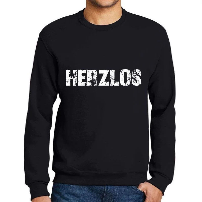 Men's Printed Graphic Sweatshirt Popular Words HERZLOS Deep Black