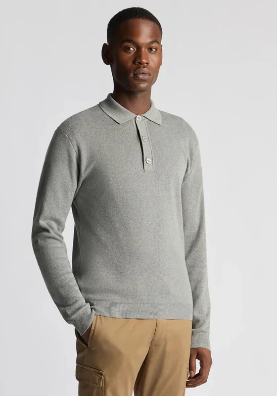 Remus Uomo Long Sleeve Polo Shirt, Light Grey