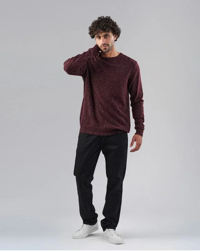 Round Neck Sweater - BURGUNDY