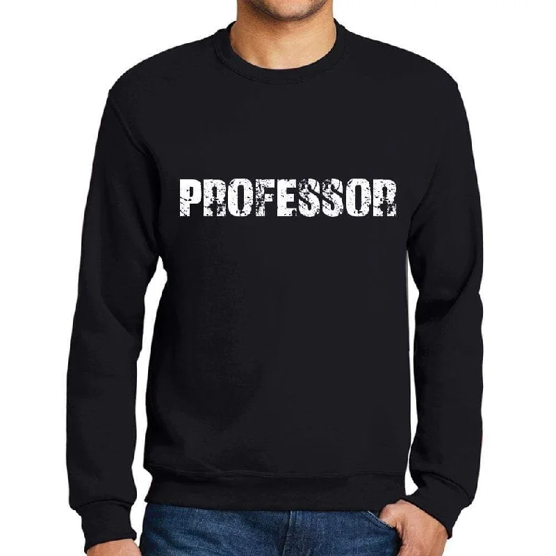 Men's Printed Graphic Sweatshirt Popular Words PROFESSOR Deep Black