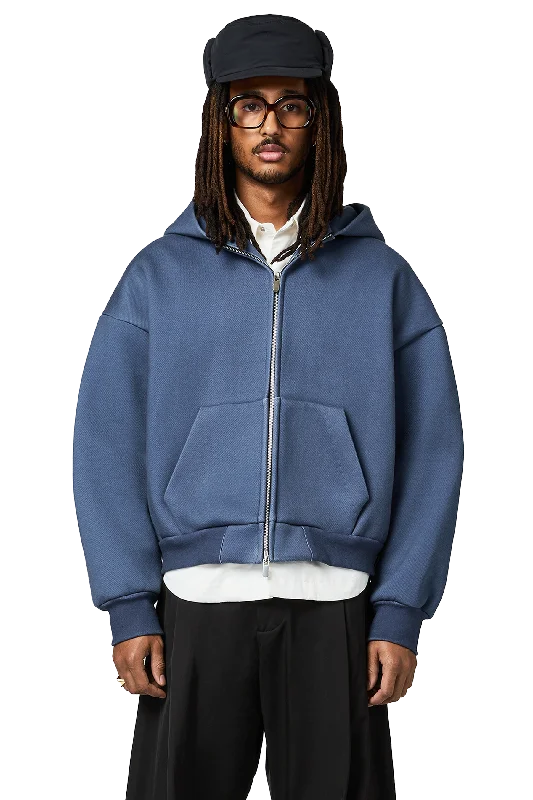 V2 Zipped Hoodie in Vintage Denim Blue