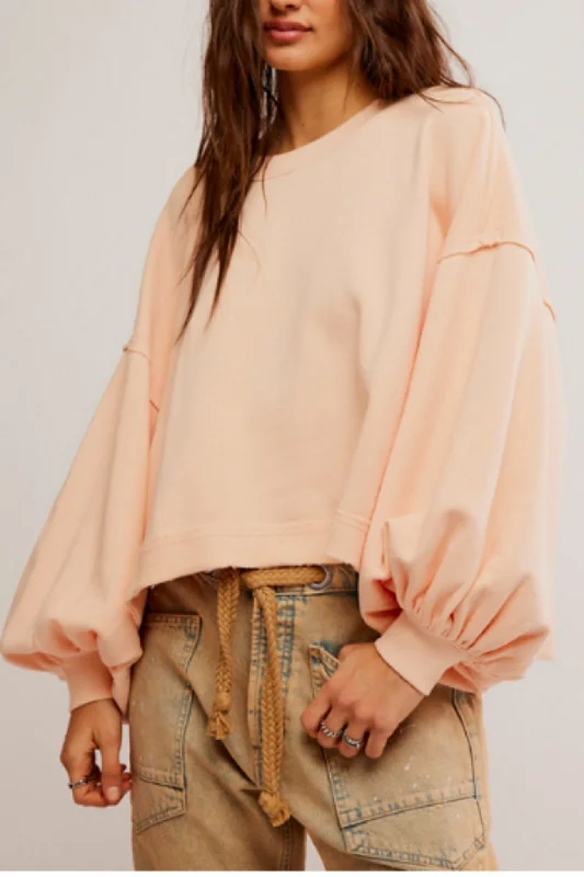 Free People: Trish Sweatshirt in Summer Peach