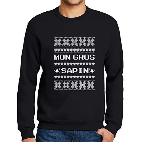 Ultrabasic - Homme Graphique Mon Gros Sapin Sweatshirt Action de Grâces Xmas Cadeau Idées Tee Noir Profond