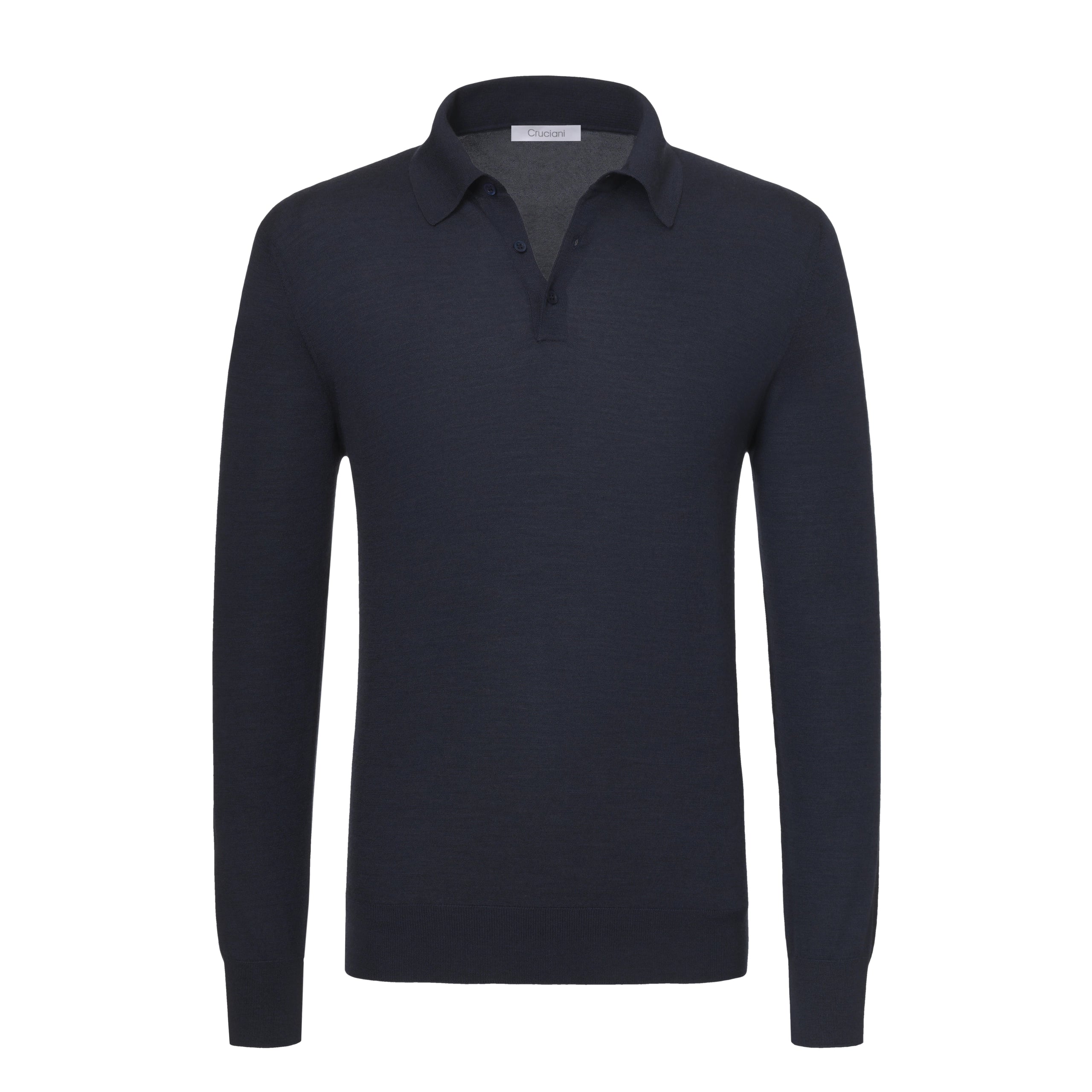 Wool Sweater Polo Shirt in Dark Blue Suit