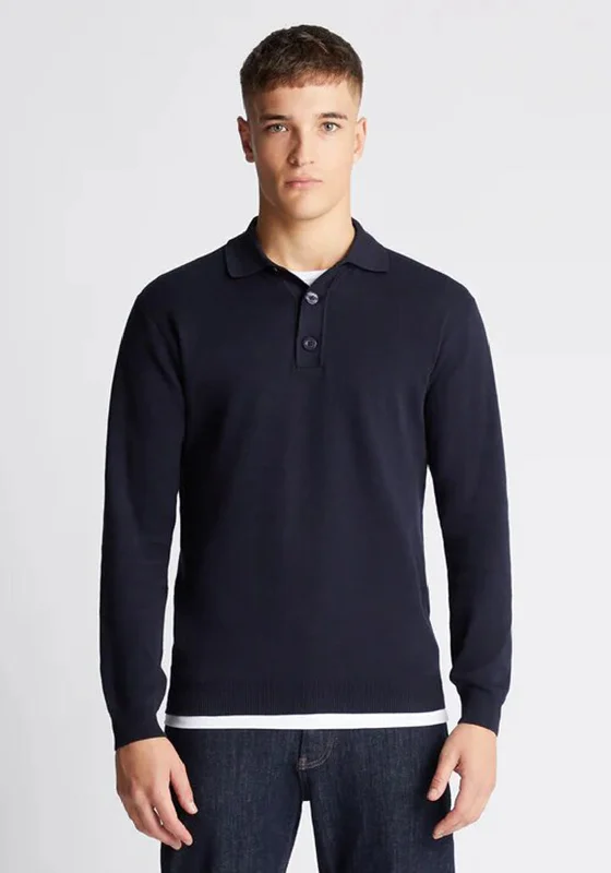 Remus Uomo Long Sleeve Polo Shirt, Navy