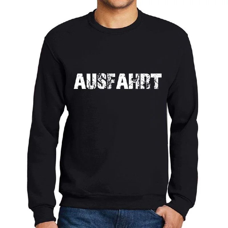 Men's Printed Graphic Sweatshirt Popular Words AUSFAHRT Deep Black