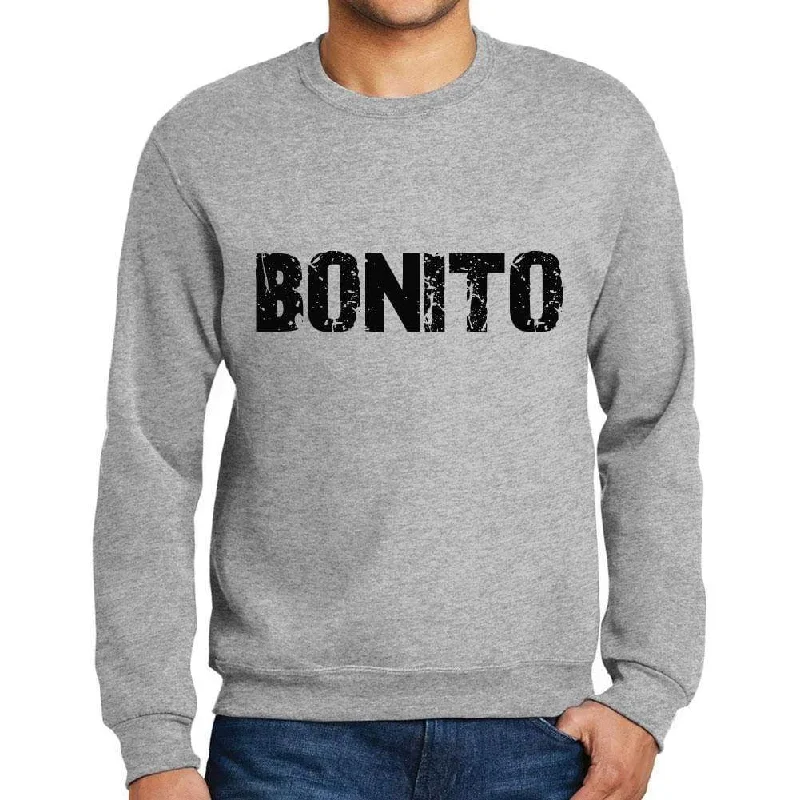 Men's Printed Graphic Sweatshirt Popular Words BONITO Grey Marl