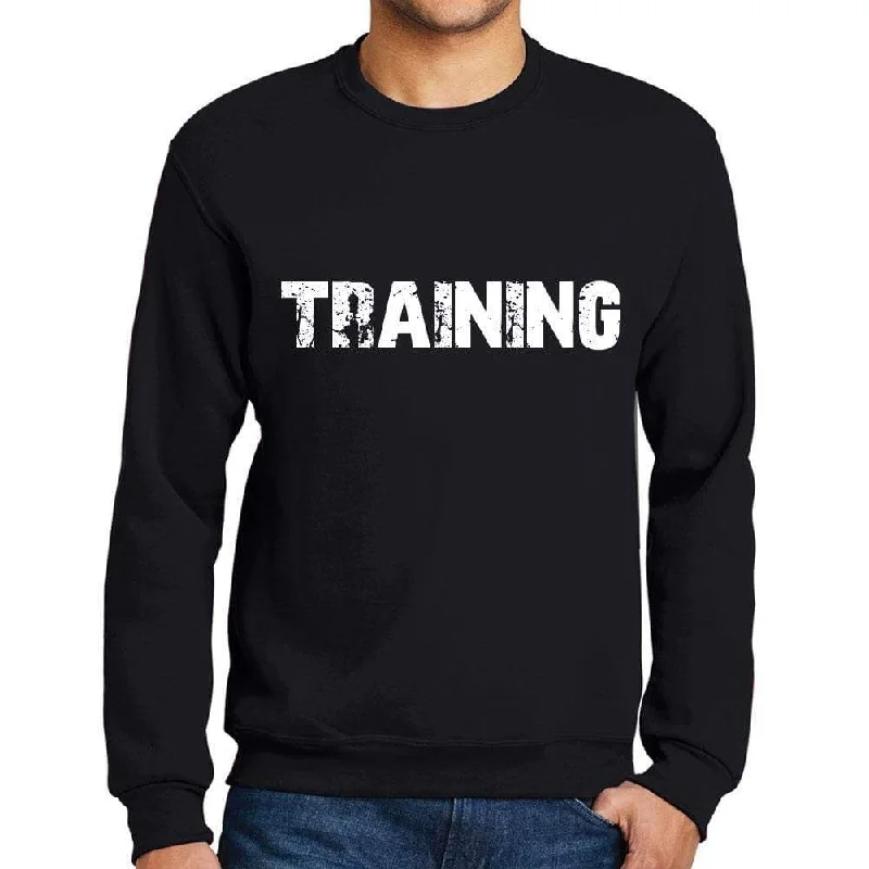 Men's Printed Graphic Sweatshirt Popular Words TRAINING Deep Black