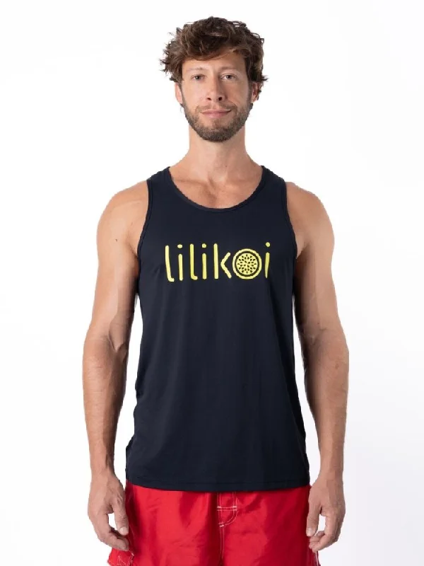 Men's Dri-Fit Tank with LILIKOI logo - BLACK / YELLOW