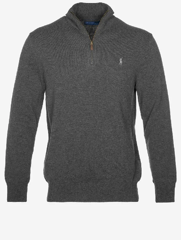 Wool Quarter Zip Jumper Grey