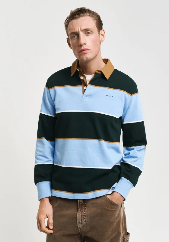 Gant Multistripe Heavy Rugger Polo Shirt, Clear Sky