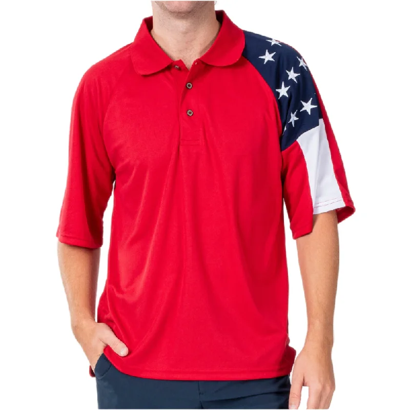 Mens Allegiance Freedom Tech Fabric Polo Shirt Red