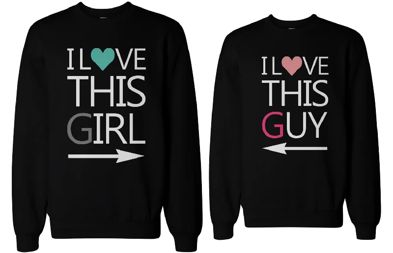 His and Her I Love This Guy and Girl Matching Sweatshirts for Couples