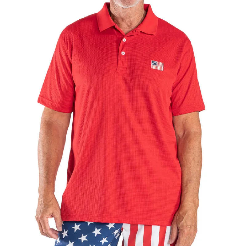 Men's US Flag Performance Grid Polo