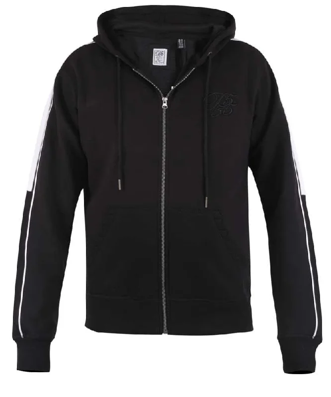 Duke -  D555 Sleeve And Shoulder Contrast With Couture Zip Through Hoodie In Black 2Xl- 6Xl