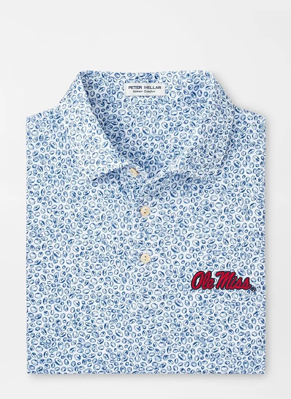 Peter Millar Ole Miss Blitz Performance Jersey Polo - WHITE/SPORT NAVY