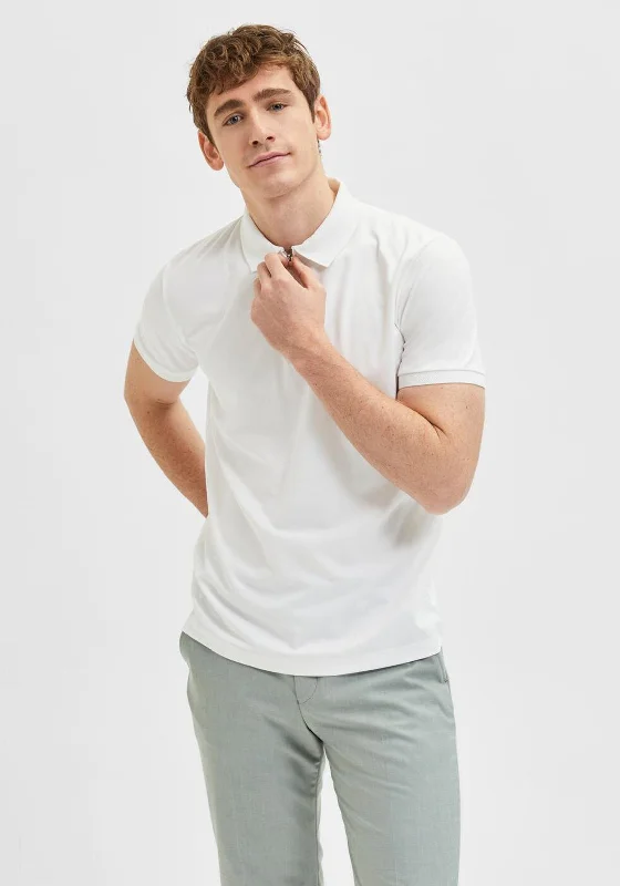 Selected Homme Zip Polo Shirt, Off White