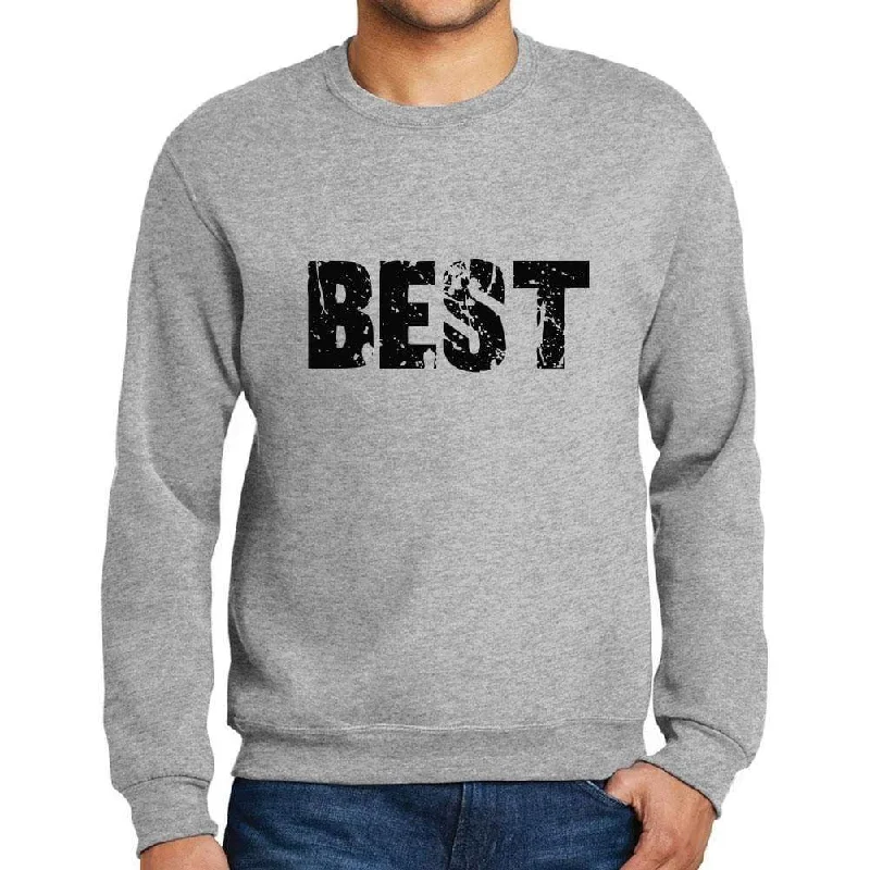 Men's Printed Graphic Sweatshirt Popular Words BEST Grey Marl