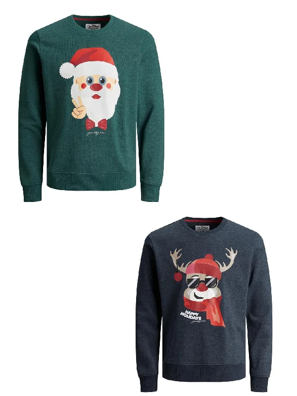 Jack And Jones Let It Snow Crew Neck Xmas Sweat Knit in 3XL-6XL