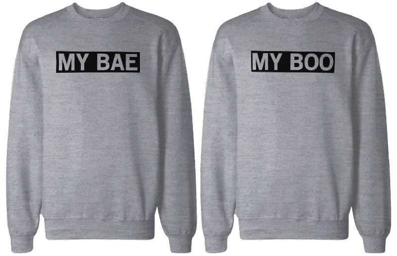 My Bae and My Boo Matching Grey Couple Sweatshirts Great Gift for Couples