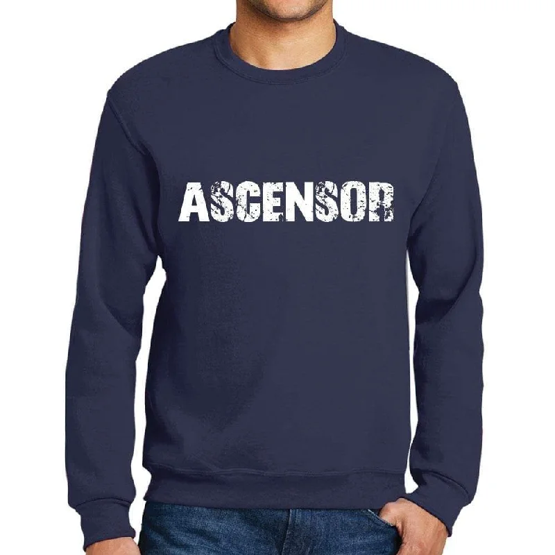 Men's Printed Graphic Sweatshirt Popular Words ASCENSOR French Navy