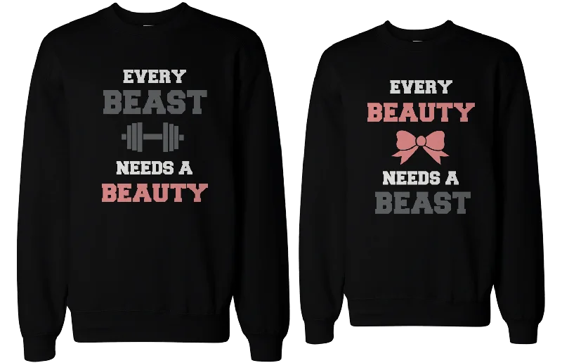 Beauty and Beast Need Each Other Matching Sweatshirts for Couples