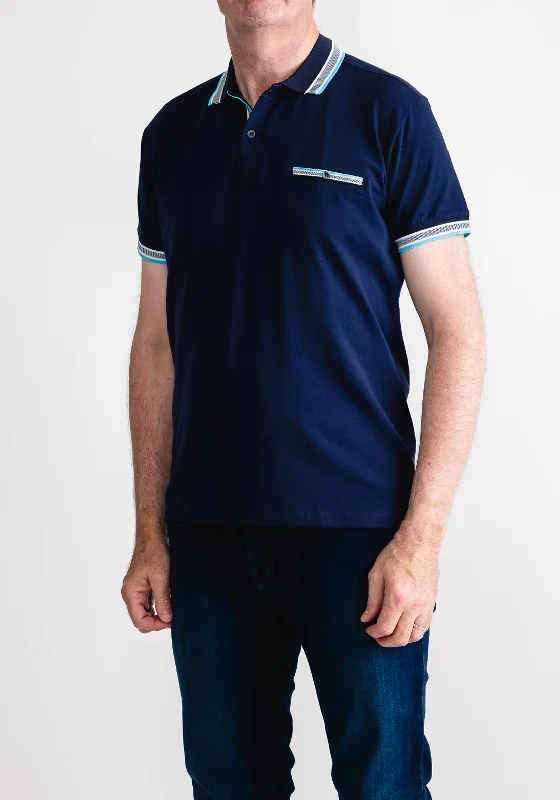 Advise Contrast Collar Polo Shirt, Marine & Blue