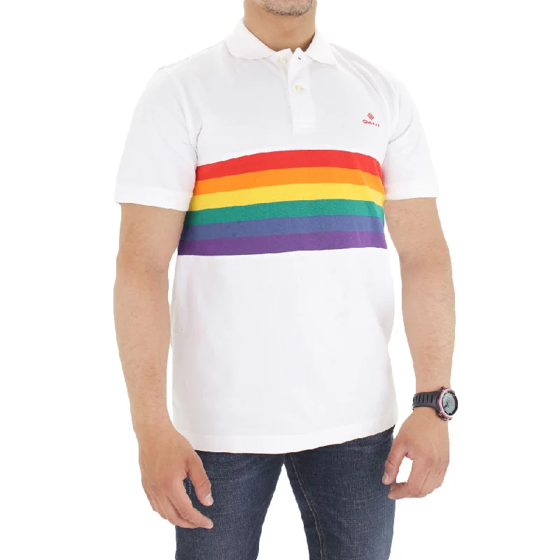 Men's Colors Print Polo Shirt,White