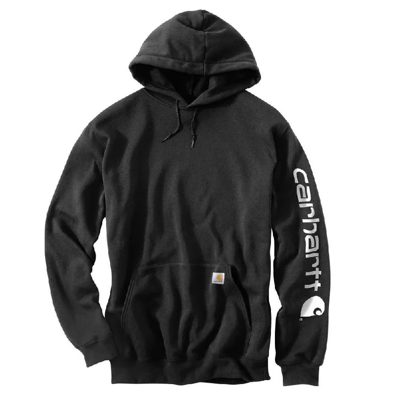 K288 Loose Fit Midweight Logo Sleeve Graphic Hoodie - Black