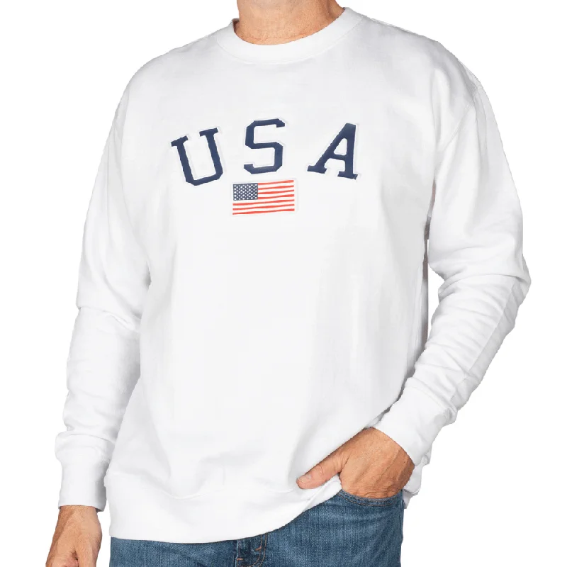 Unisex Embossed USA Crewneck Fleece Sweatshirt