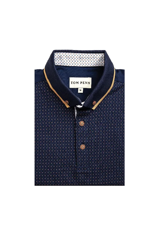 Tom Penn Diamond Print Polo Shirt, Navy