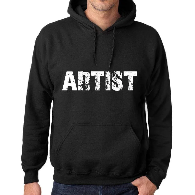 Men's Women's Unisex Printed Graphic Cotton Hoodie Soft Heavyweight Hooded Sweatshirt Pullover Popular Words ARTIST Deep Black