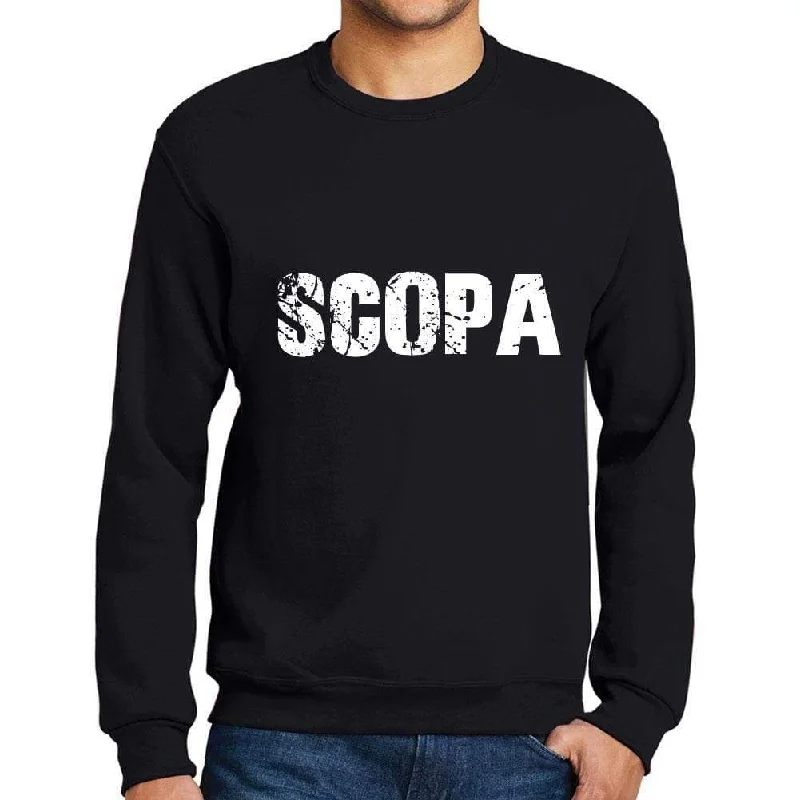 Men's Printed Graphic Sweatshirt Popular Words SCOPA Deep Black