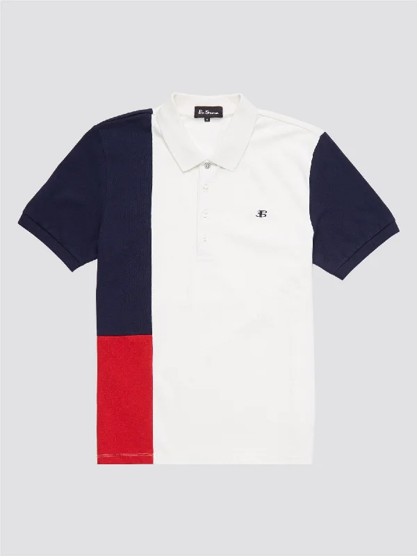 Ben Sherman Men's 0070756 SS Colour Block Polo Shirt Snow White