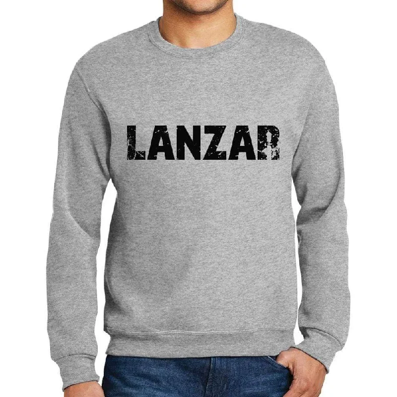 Men's Printed Graphic Sweatshirt Popular Words LANZAR Grey Marl