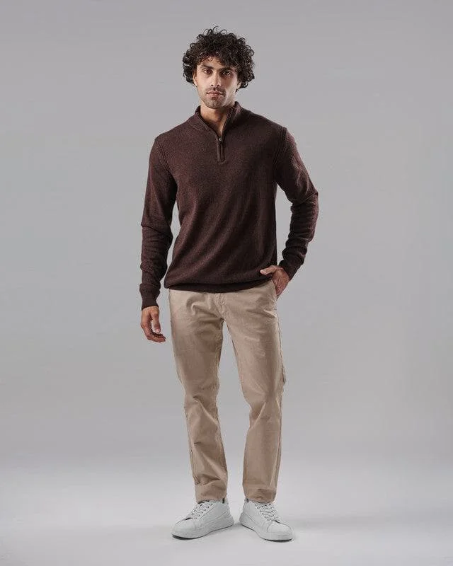 HIGH-NECK SWEATER WITH ZIPPER- BROWN