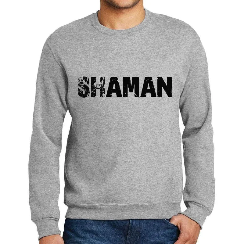 Men's Printed Graphic Sweatshirt Popular Words SHAMAN Grey Marl