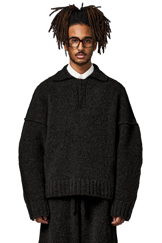 Wool-knit Polo in Night