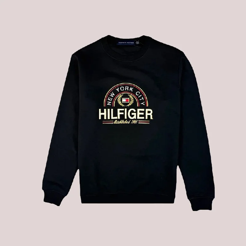 TM New York City HILFIGER  Embroided Black  Sweatshirt 13375