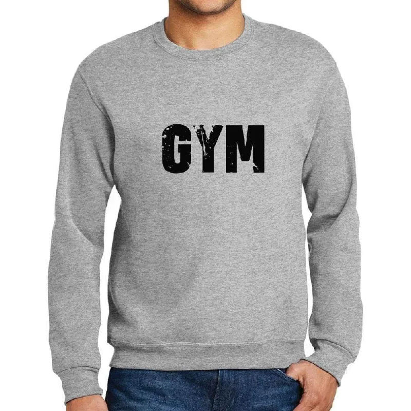 Men's Printed Graphic Sweatshirt Popular Words GYM Grey Marl