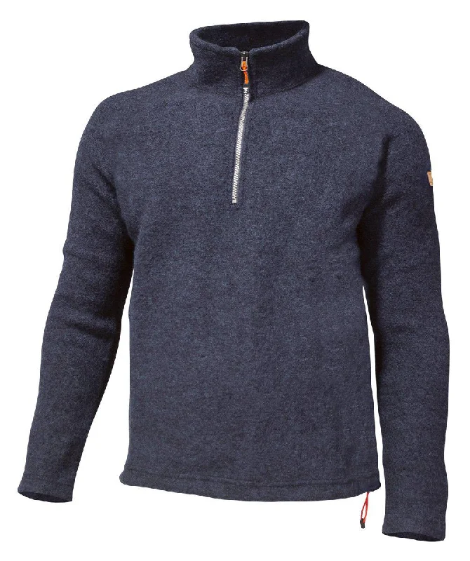 BRODAL HALF ZIP, 100% WOLLE — LIGHT NAVY