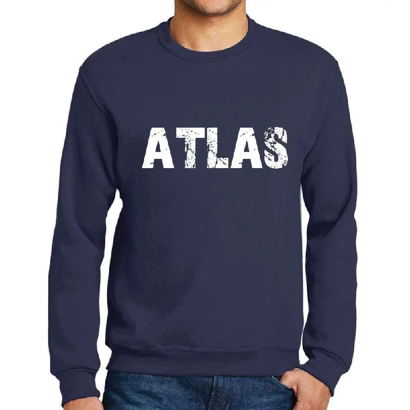 Men's Printed Graphic Sweatshirt Popular Words ATLAS French Navy