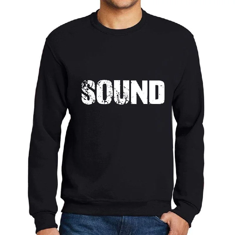 Men's Printed Graphic Sweatshirt Popular Words SOUND Deep Black