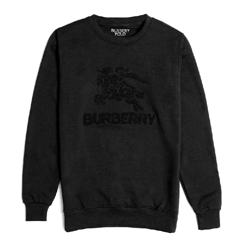 BB Front Embroided Logo Black Fleece Sweatshirt 13702